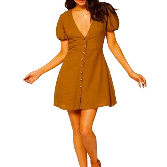l*space Dresses & Skirts - L*Space Hazelnut Brown Sabrina Mini Dress Button Down NWOT Size Small